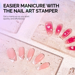 MelodySusie stamper transferring a French manicure design for faster application