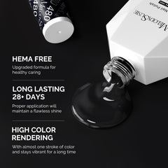 MelodySusie nail wheel swatches demonstrating rich black opacity and color options