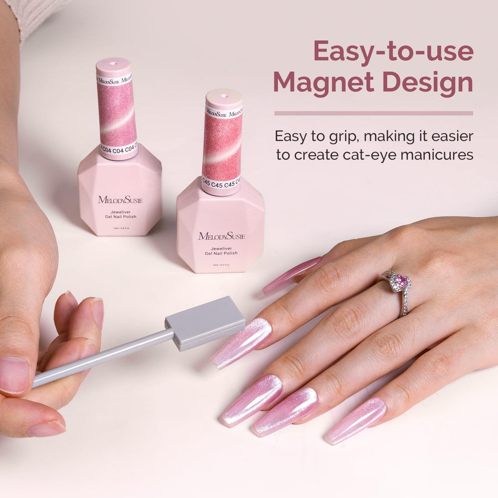 MelodySusie cat eye gel polish texture demo with magnetic band effect for instant shimmer