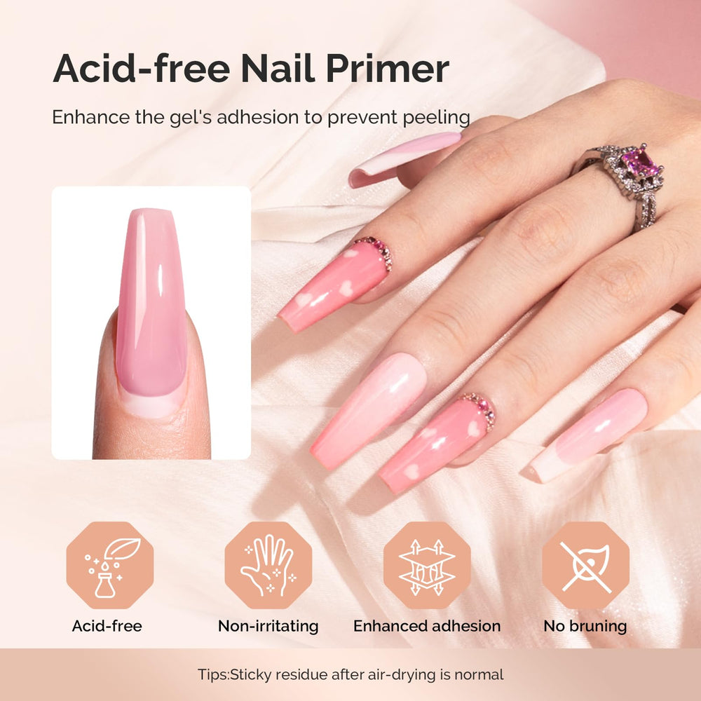MelodySusie primer drop on nail plate showing tacky adhesion benefit