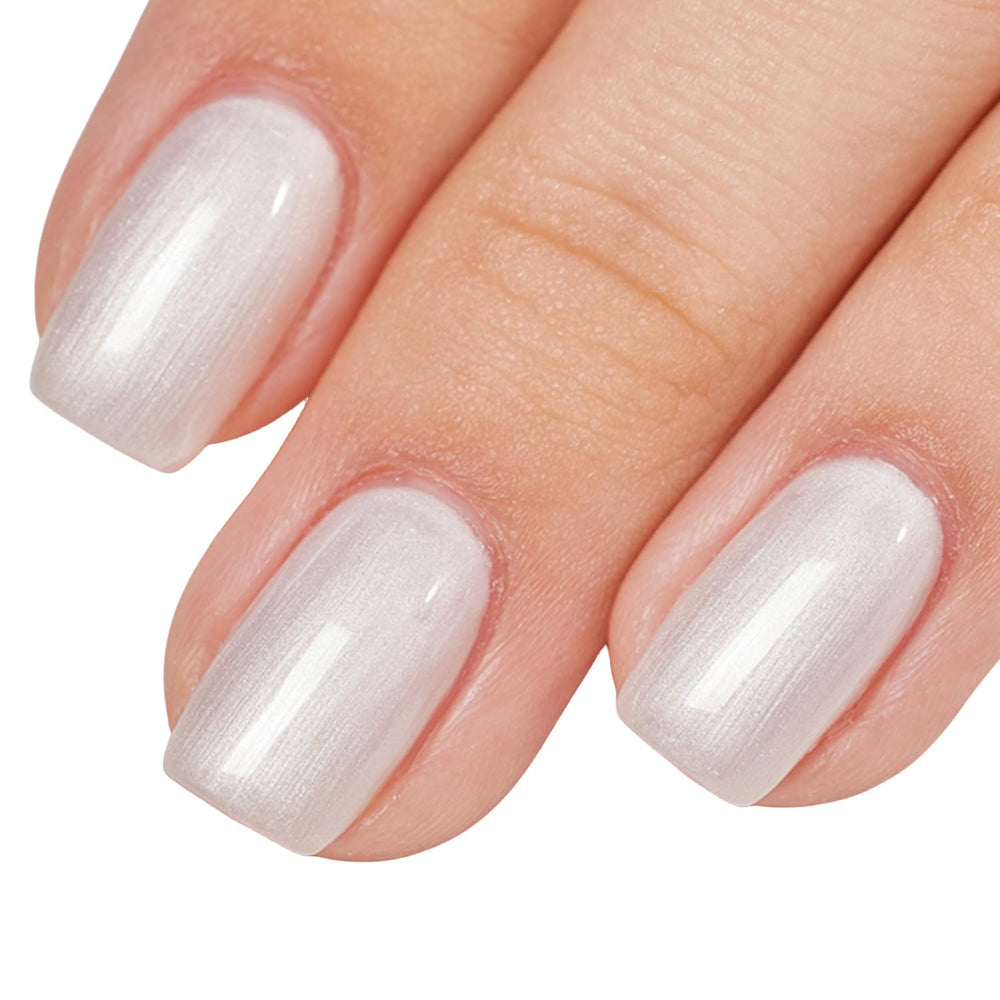 MEMEDA front packaging showing pearl white glitter polish for instant sparkle