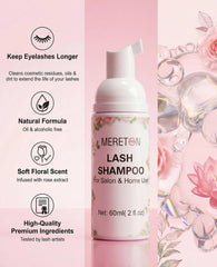 MERETON cleansing brush with makeup pad in use providing precise, gentle lash cleaning