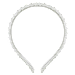 Merroyal close-up showing lace pattern and pearl beads, delicate detail