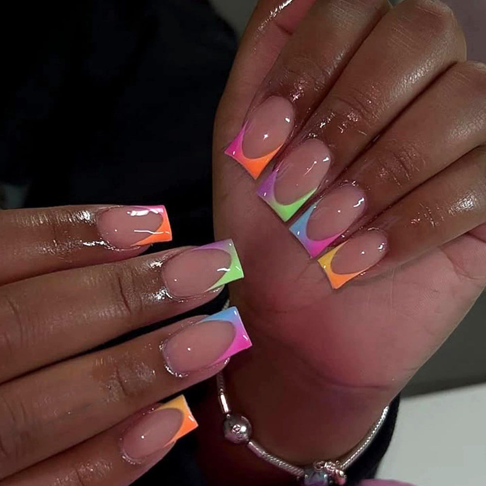 MERVF front packaging showing 24-piece glossy ombre set for quick manicures