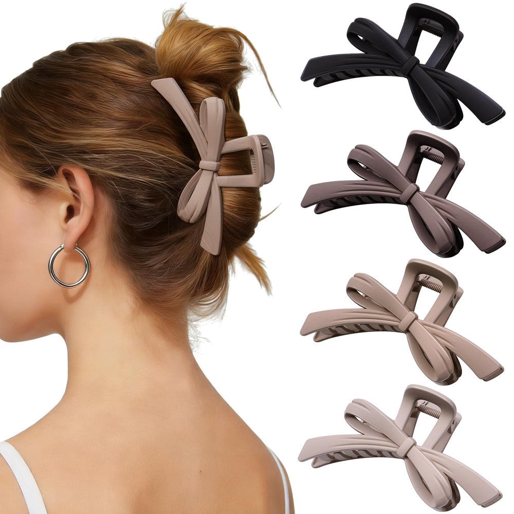 Mesovor front view of bow clip shows chic neutral style and secure hold