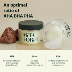 META FORET close-up of textured pad surface for gentle exfoliation