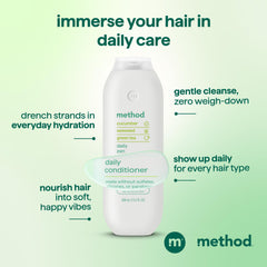 Method Daily Zen creamy texture on hand shows lightweight hydration benefit