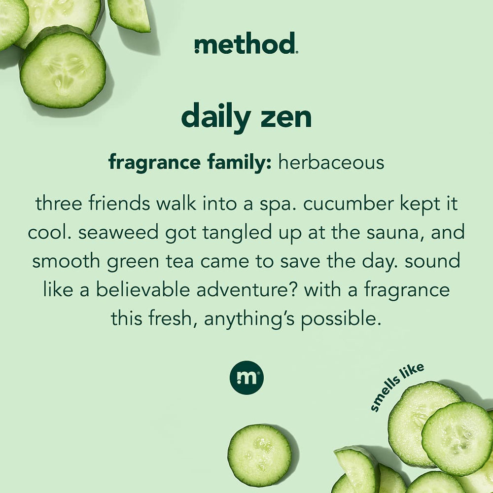 Method Daily Zen cream texture swatch showing smooth, non-greasy finish