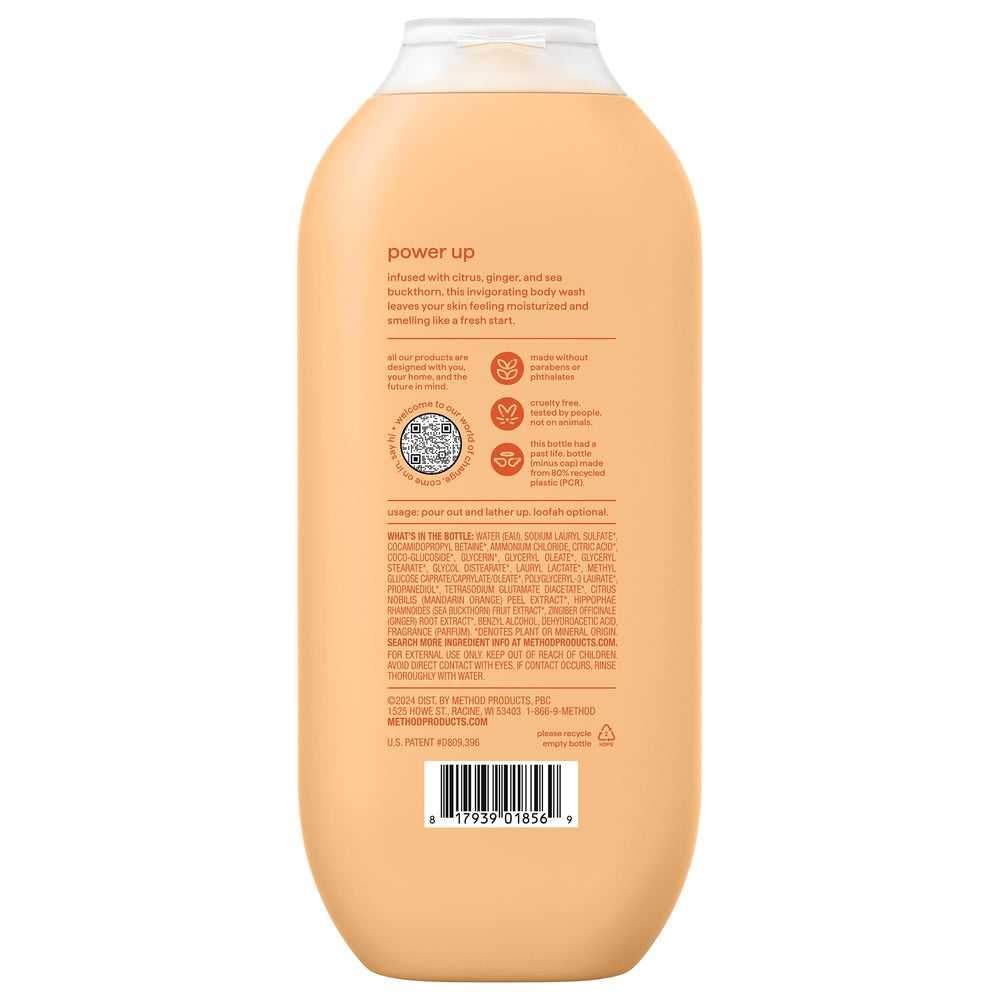 Method recycled plastic badge on bottle emphasizing eco-friendly packaging benefit