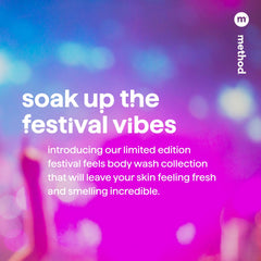 Method Hip Hop Heat styled in bathroom setting showing festival vibe and shelf appeal