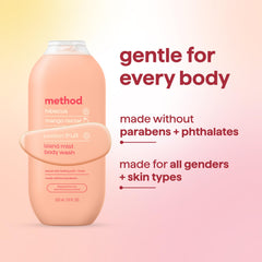 Method bottle with recycled plastic mark, emphasizing sustainable packaging benefit