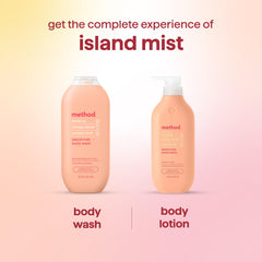 Method 18 fl oz bottle next to hand, showing true size and travel-friendly scale