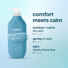 Method bottle on bathroom shelf staged lifestyle showing clean, refreshing scent benefit