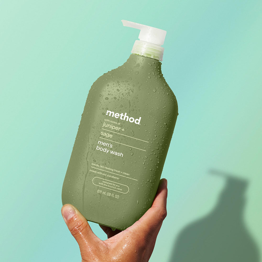 Method bottle styled on bathroom shelf showing clean aesthetic and routine-ready benefit