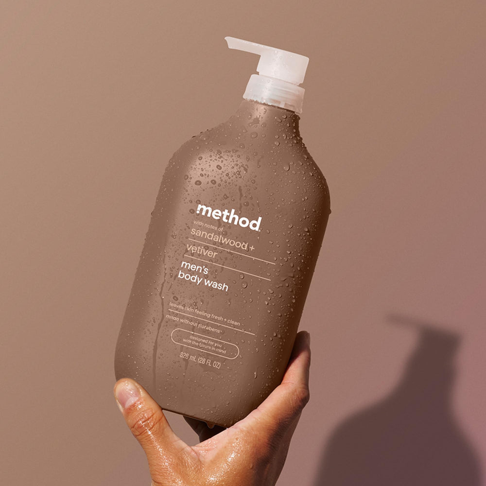 Method men in shower lifestyle scene illustrating refreshing post-workout clean