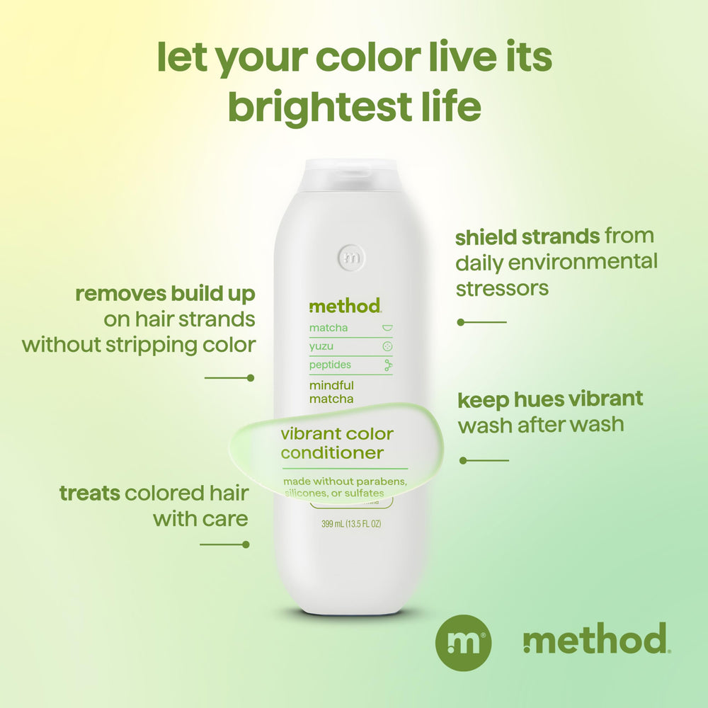 Method Mindful Matcha bottle held in hand showing size and travel friendliness