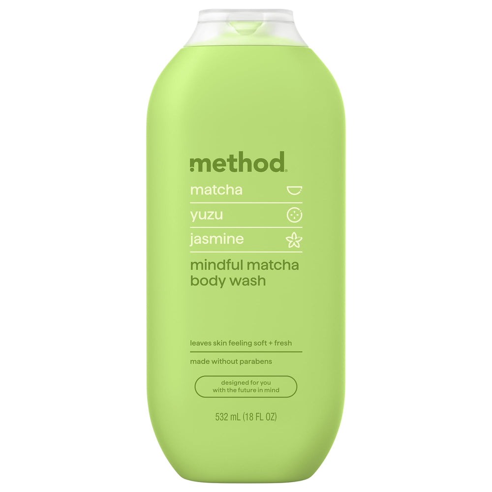 Method bottle front packaging showing mindful matcha label and benefits