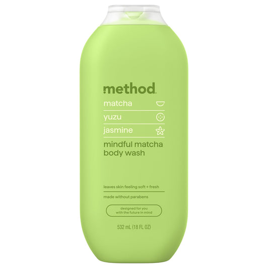 Method bottle front packaging showing mindful matcha label and benefits