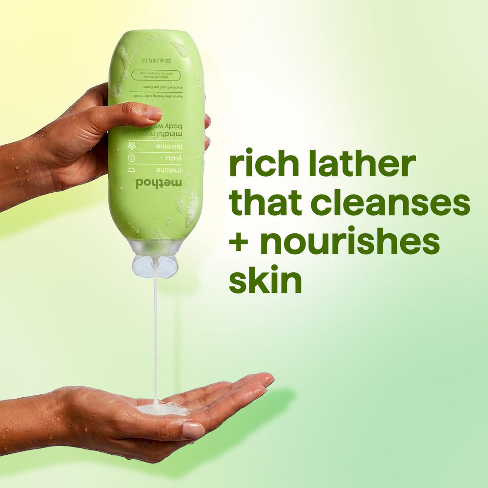 Method translucent green gel texture swatch showing hydrating feel