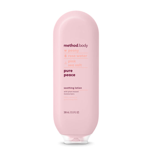 Method Pure Peace front bottle showing packaging and benefits