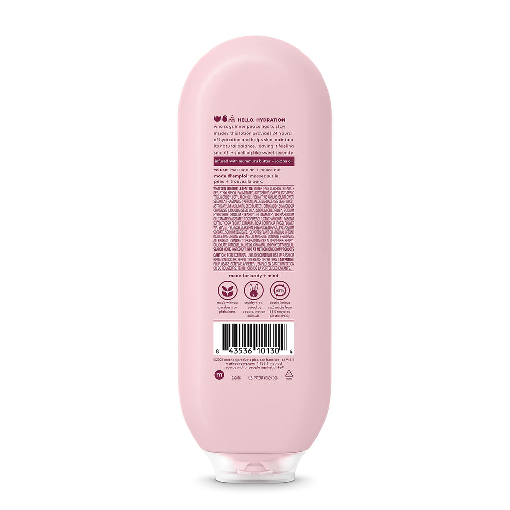 Method Pure Peace pump and label detail highlighting clean ingredients
