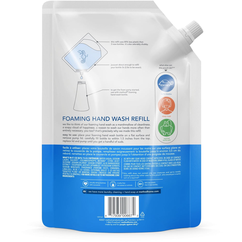 Method sea minerals bottle refill in use pouring pouch to save plastic