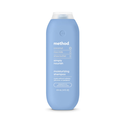 Method bottle front packaging showing label and size, highlights gentle hydration