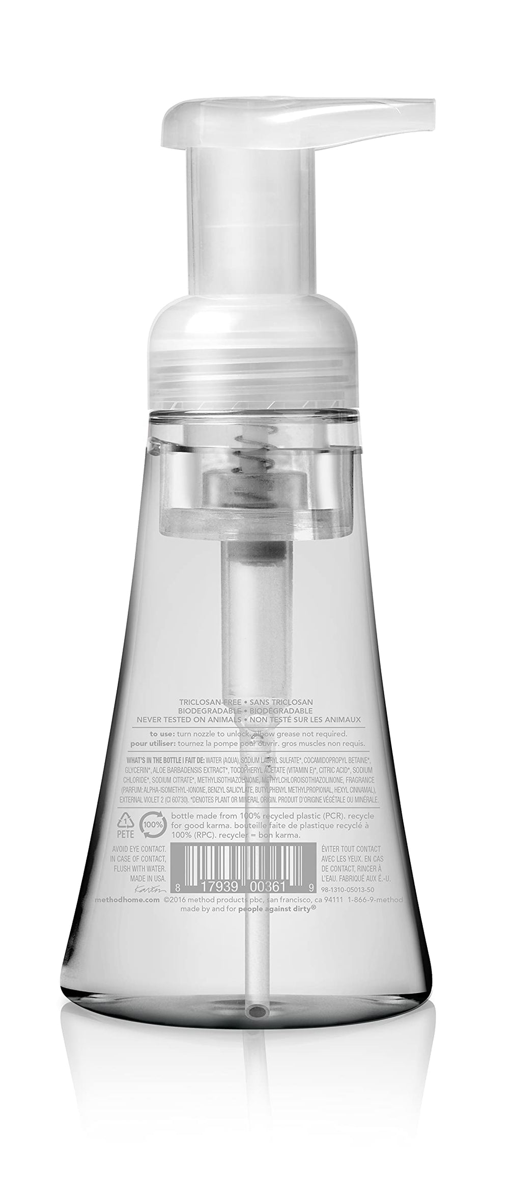 Method brand close-up of pump and label highlighting clean design