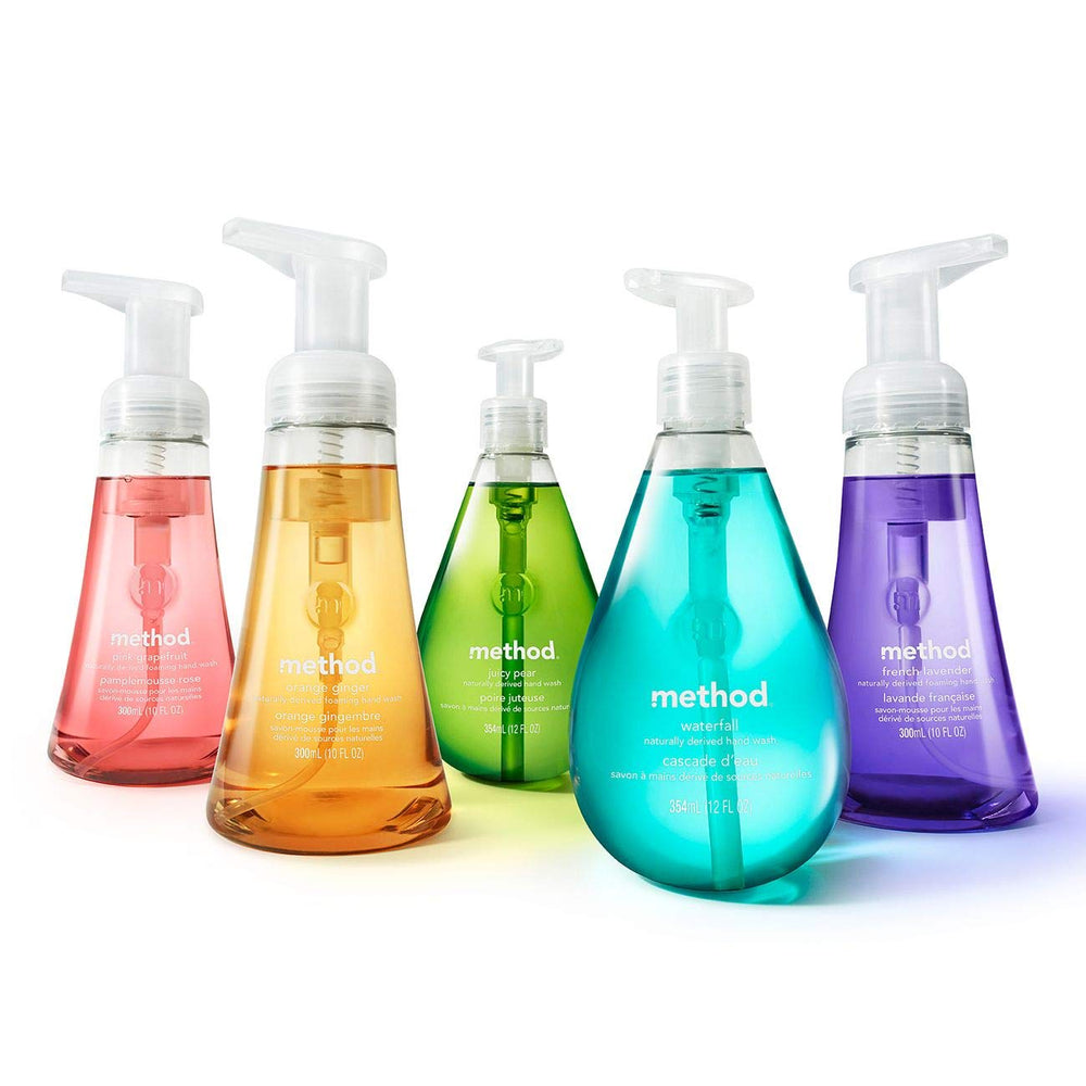 Method Sweet Water refill dispensing into pump illustrating easy refill
