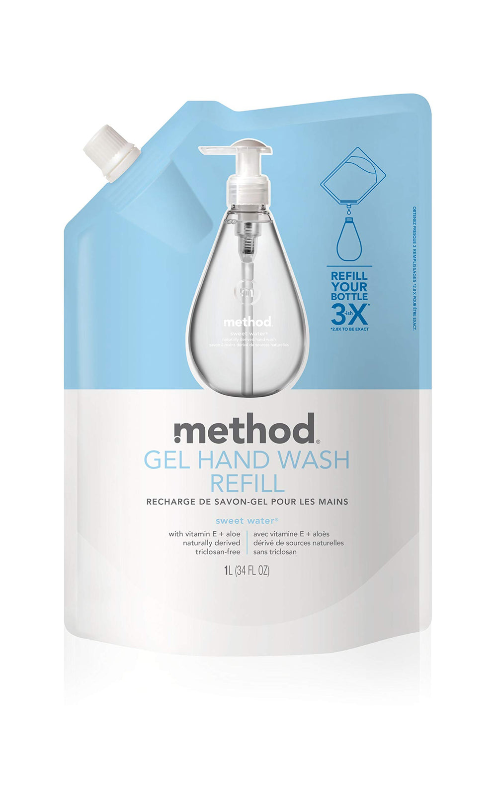 Method Sweet Water refill pour spout detail enabling clean transfers