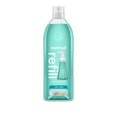 Method Waterfall refill front view showing 28 oz tub and eco packaging benefits