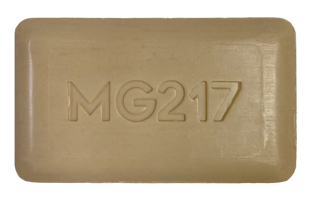 MG217 front packaging showing bar and Dead Sea salt benefits