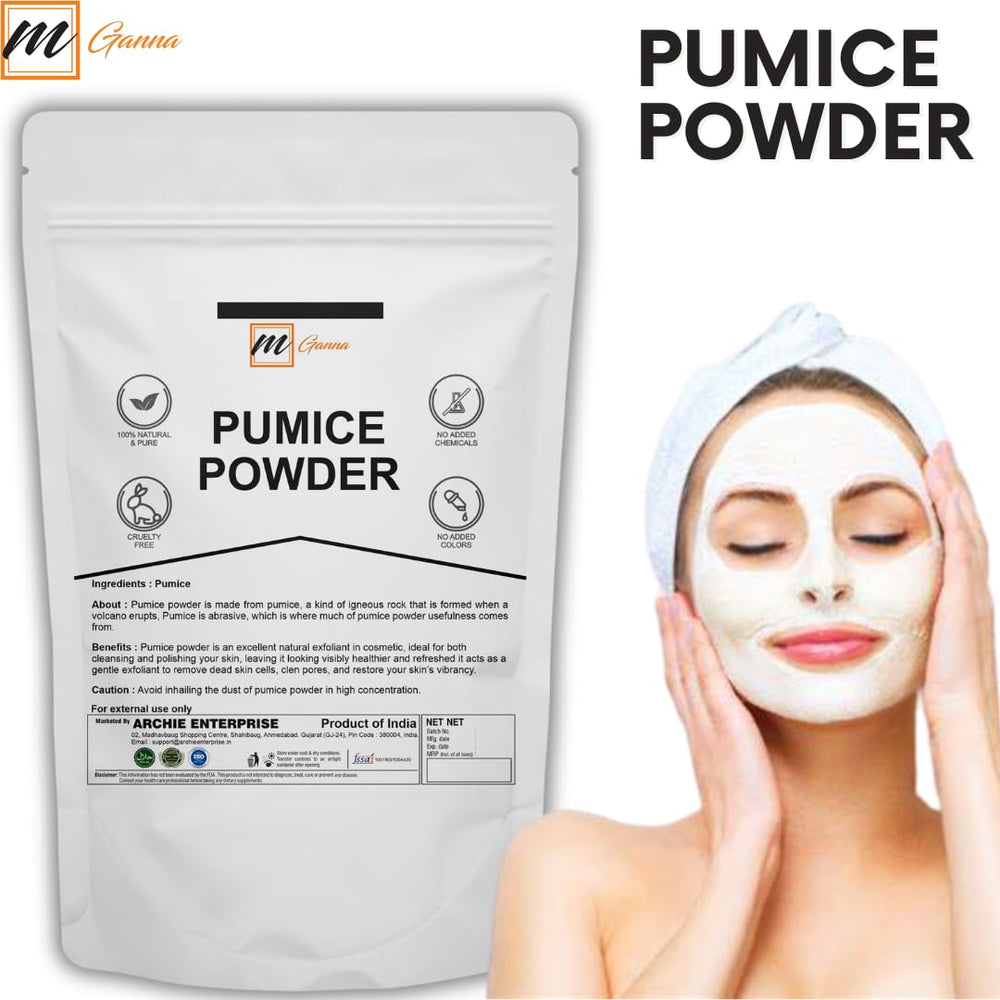 mGanna pumice powder blended into facial mask demonstrates smooth exfoliating mix
