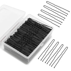 Mia Klein front packaging showing 250 black U-shaped pins and clear box for organized storage