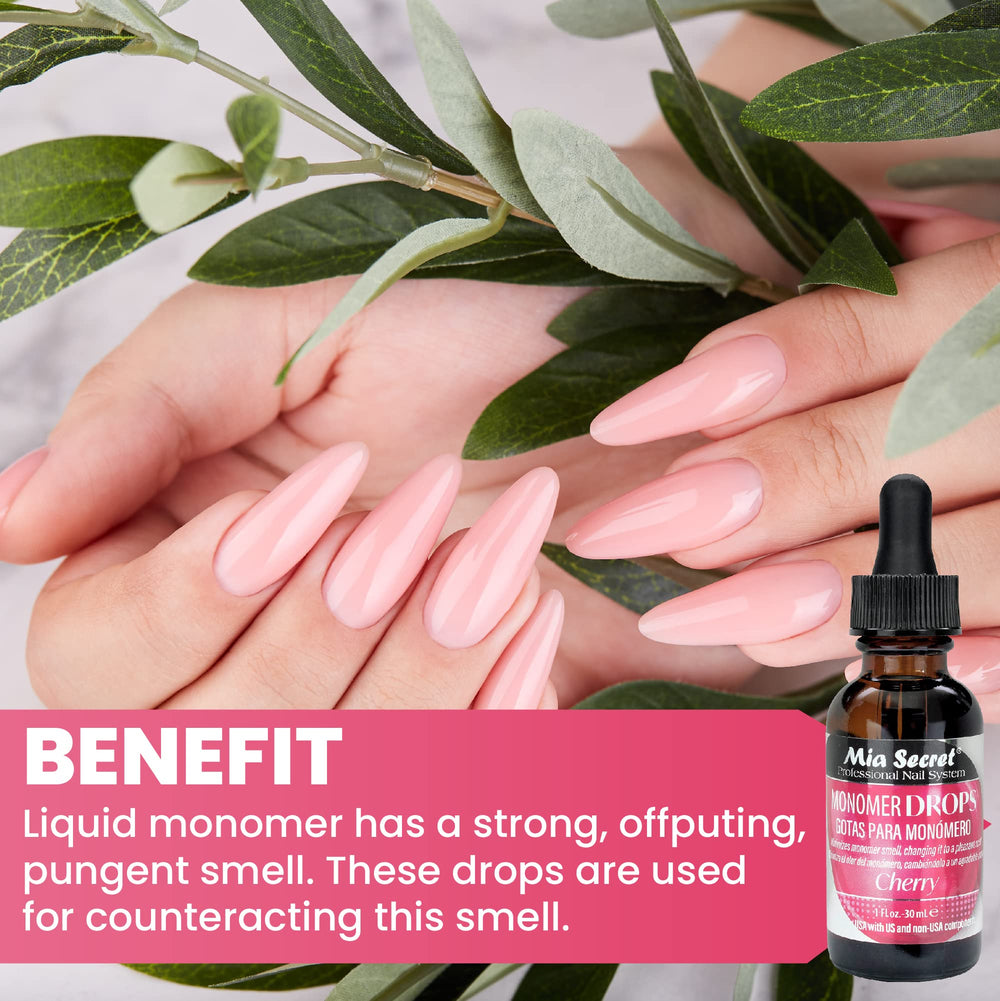 Mia Secret drops added to dappen dish with monomer for odor control benefit