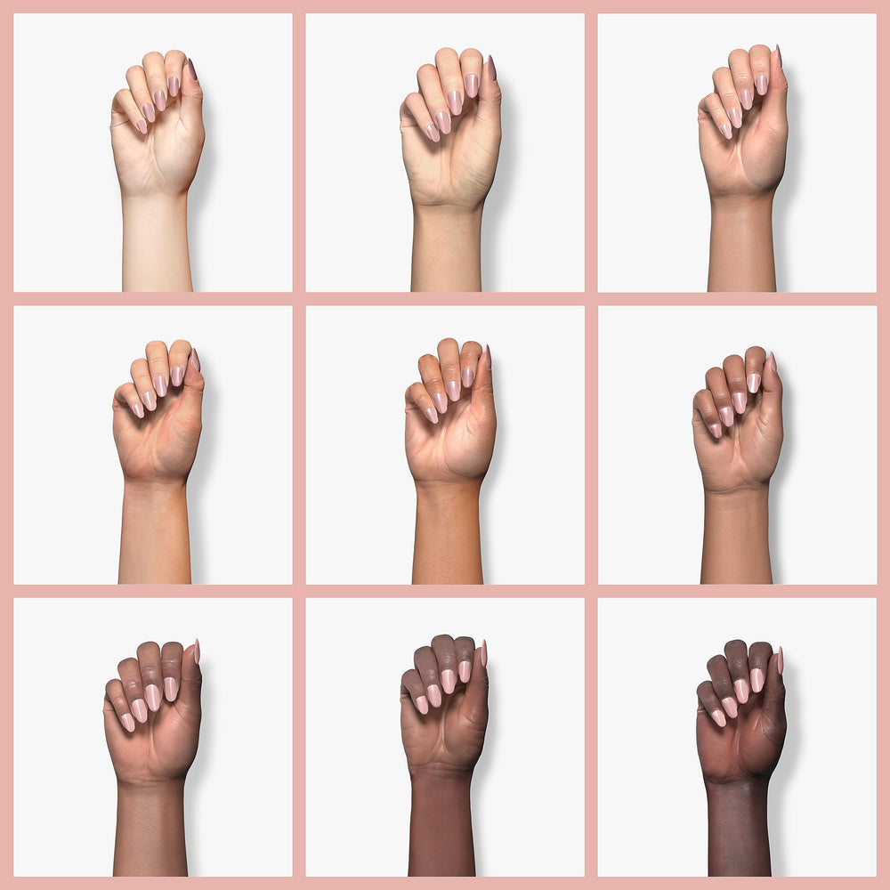 Mia Secret swatch on nail tip demonstrating opaque, natural coverage
