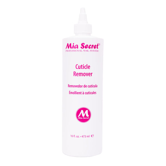 Mia Secret bottle front view showing product and benefit for faster cuticle prep