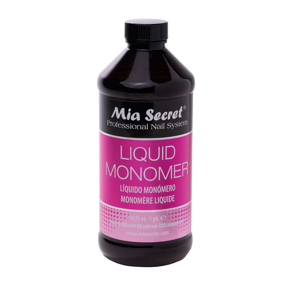 Mia Secret front bottle view showing professional 16 oz monomer benefits