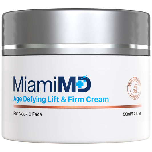 MiamiMD front packaging jar showing product and clean design benefit firming