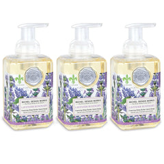 Michel Design Works front packaging showing three lavender rosemary dispensers and elegant medallions for decorative appeal