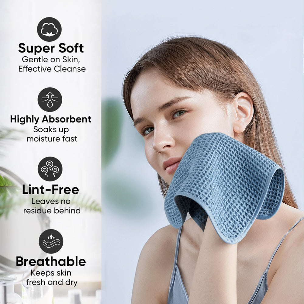 MICROFI towel gently drying a face demonstrating soft, lint-free performance