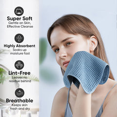 MICROFI towel gently drying a face demonstrating soft, lint-free performance