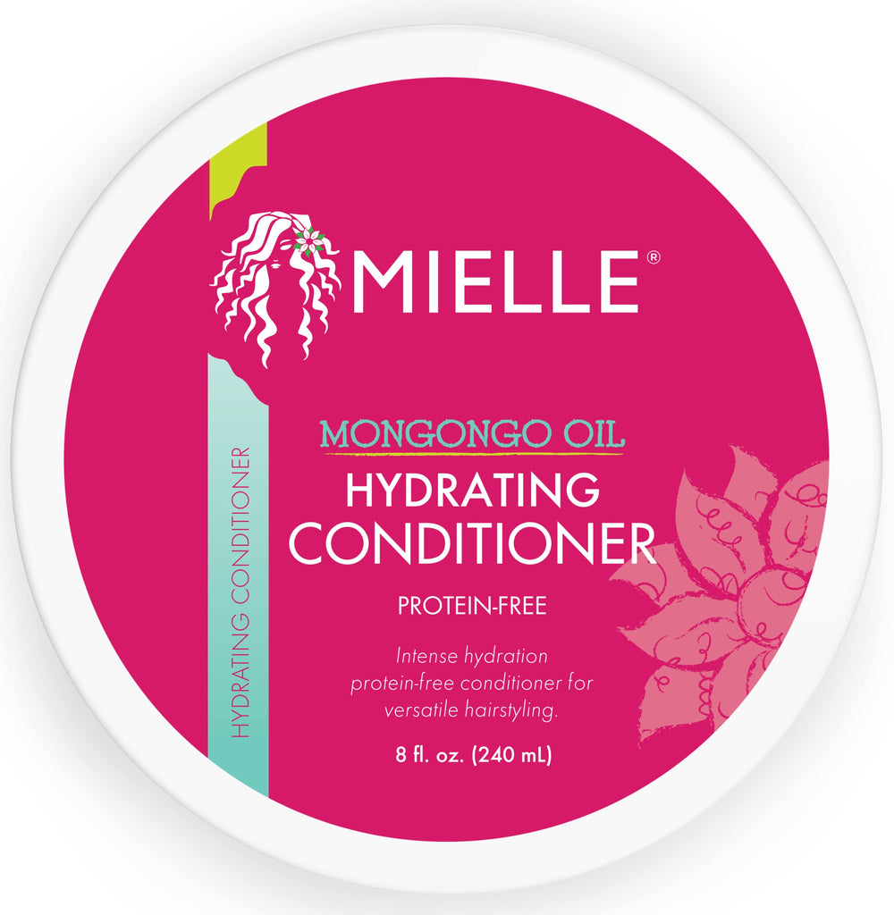Mielle Organics bottle front view showing branding and size, highlights hydrating benefit