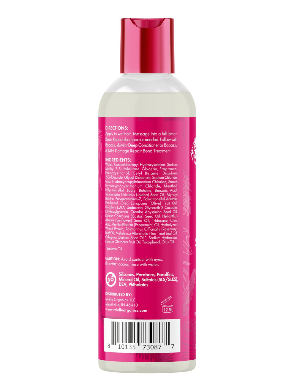 Mielle Organics with babassu oil and mint leaves showing nourishing ingredients benefit