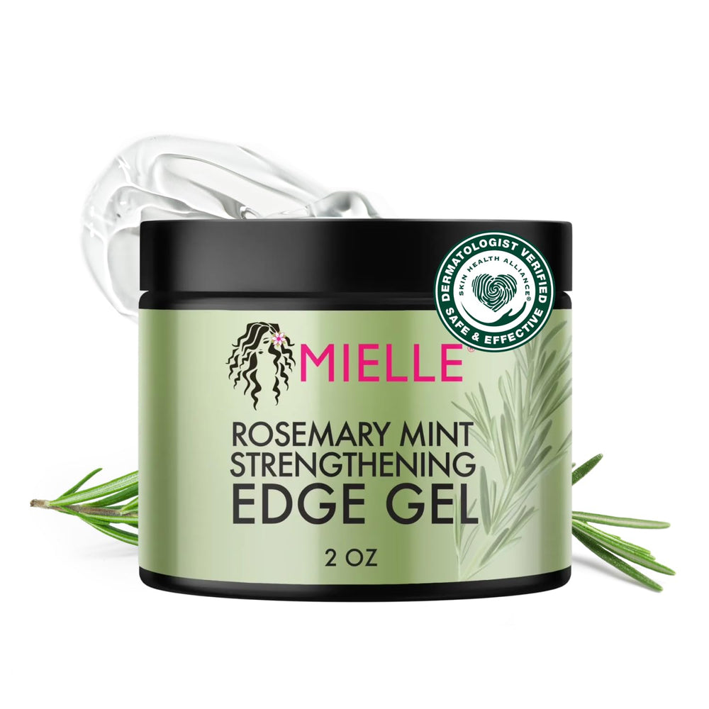 Mielle Organics edge control front packaging showing strong hold benefit