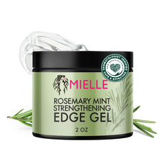 Mielle Organics edge control front packaging showing strong hold benefit