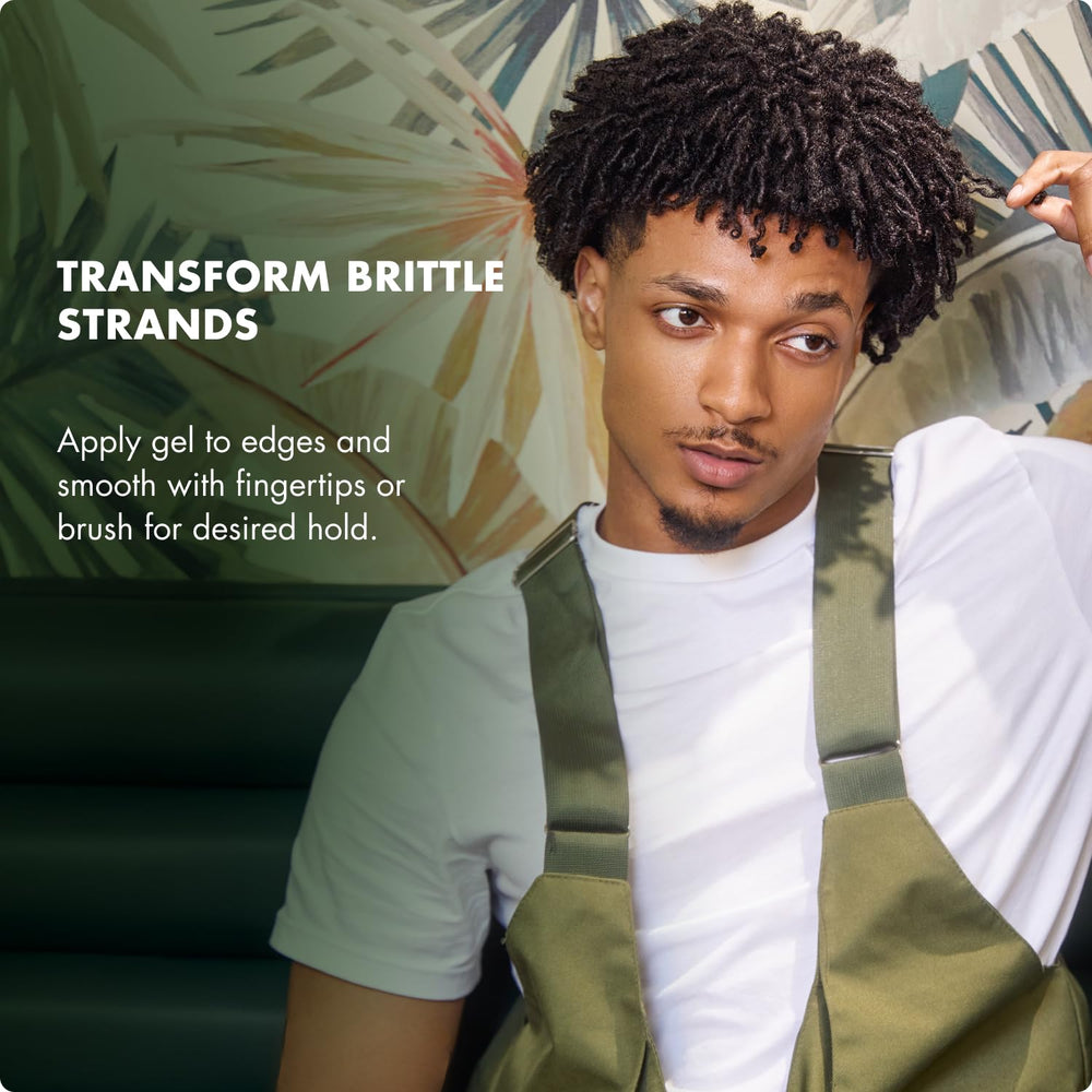 Mielle Organics label close-up highlighting biotin and oils for strengthening benefit