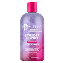 Mielle Organics front bottle showing lavender and lychee scent and benefits