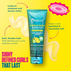 mielle organics glide squeezed in hand demonstrating product slip for detangling benefit