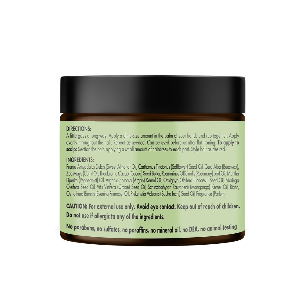 Mielle Organics 5 oz jar beside a ruler shows compact size for travel and countertop storage.